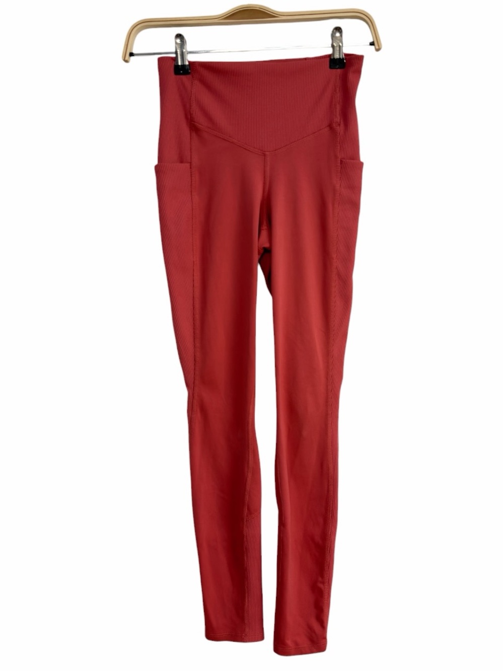 The North Face High Rise Ribbed Pocket Athletic Leggings Coral Pink XS UPF +40